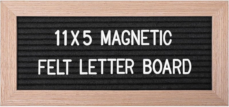 G GAMIT Small Magnetic Felt Letter Board 11x5Inch with Changeable Letters and Numbers, Message board Letter Sign Board in Wood Frame for Anoucement&Notification(Black) - Image 1